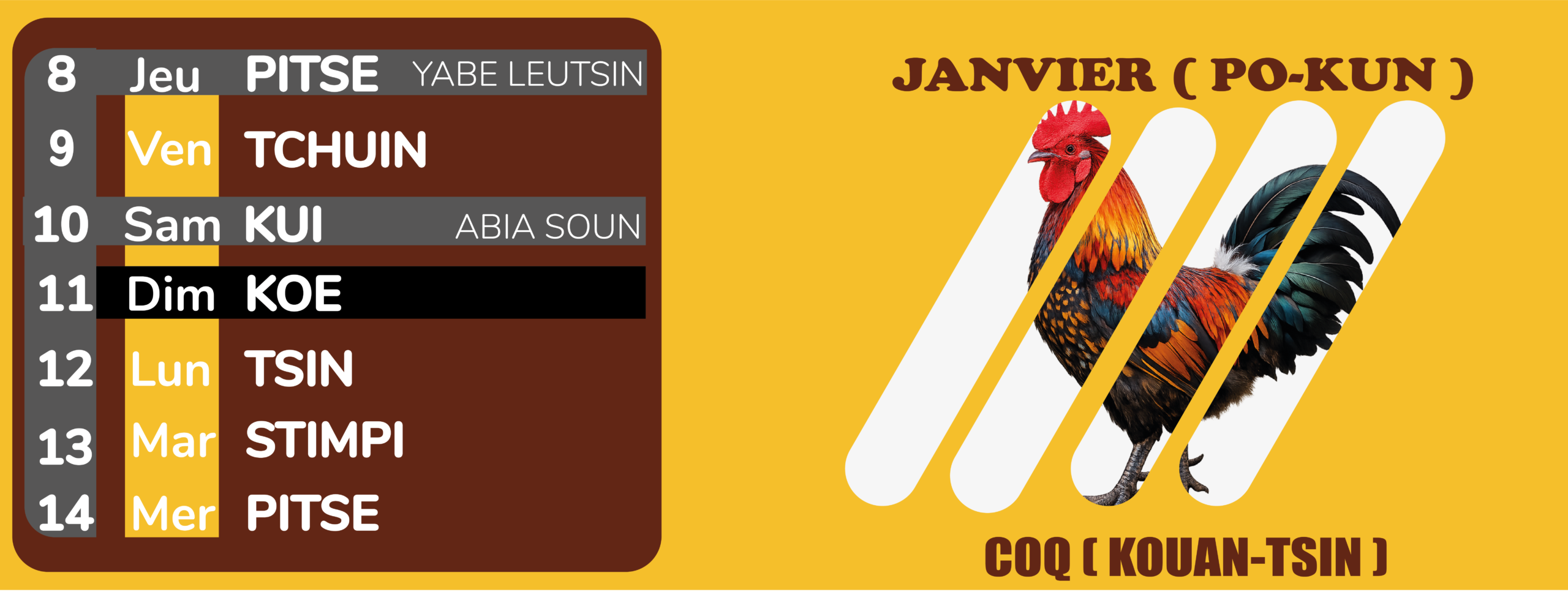 calendrier-akye Janvier deuxième semaine