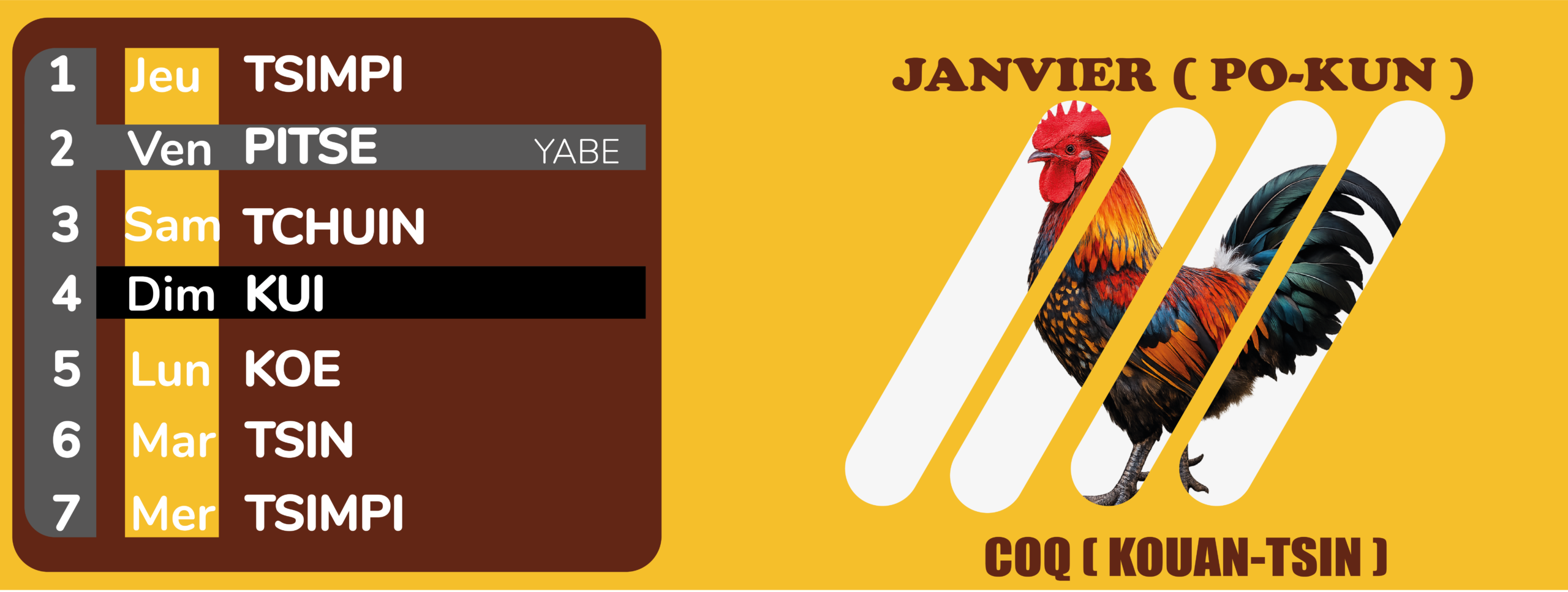 calendrier-akye Janvier prémière semaine