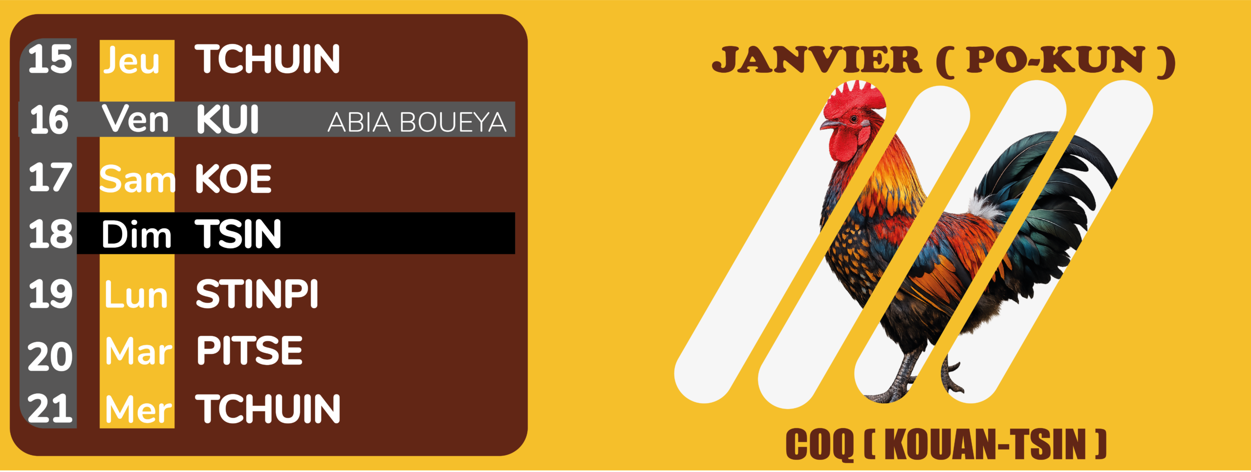 calendrier-akye Janvier trosième semaine