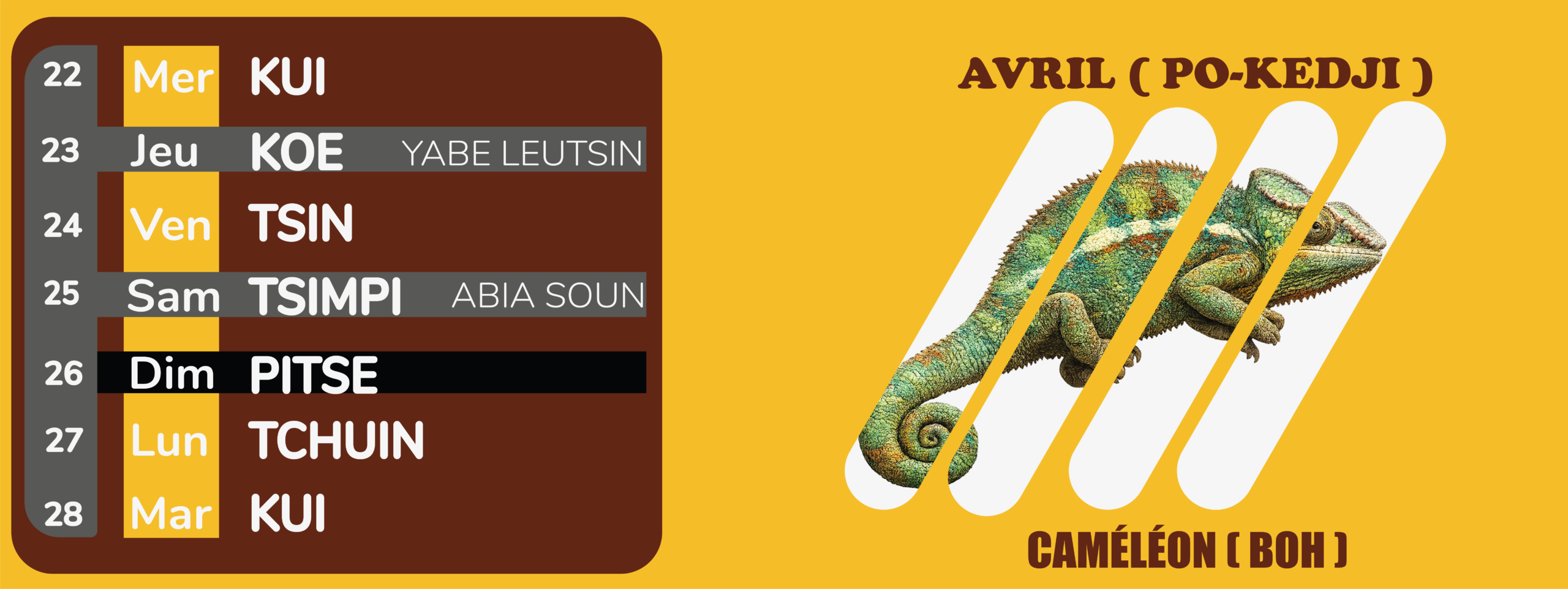 Calendrier-Akye AVRIL QUA SEMAINE