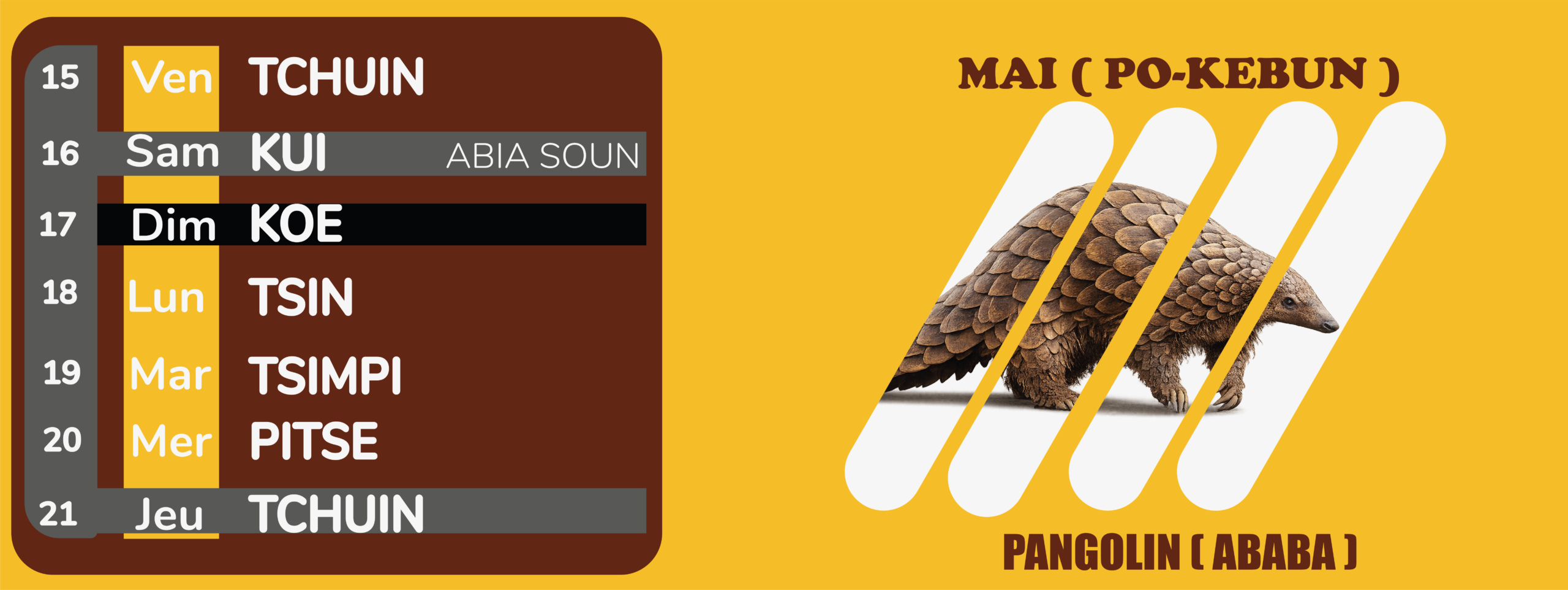 Calendrier-Akye MOIS DE MAI 3E SEMAINE