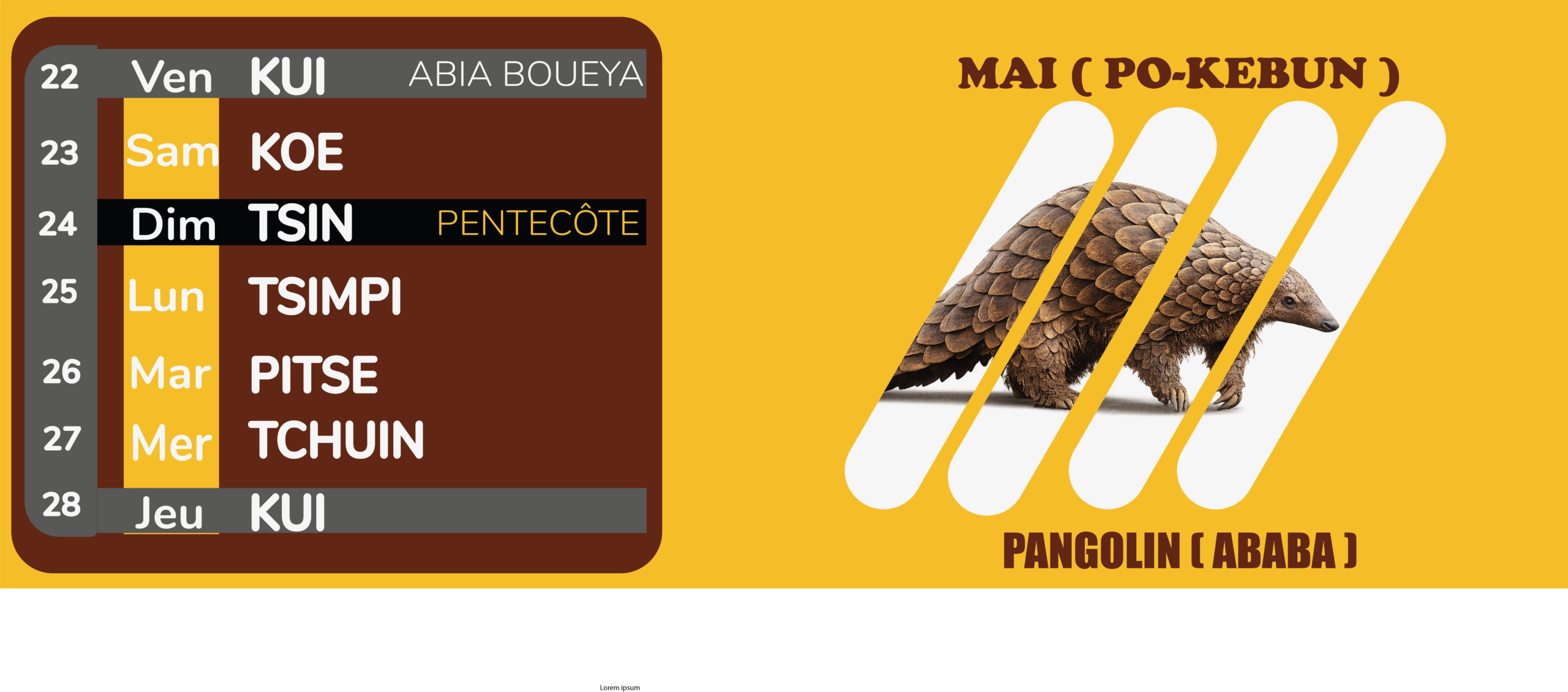 Calendrier-Akye MOIS DE MAI 4E SEMAINE