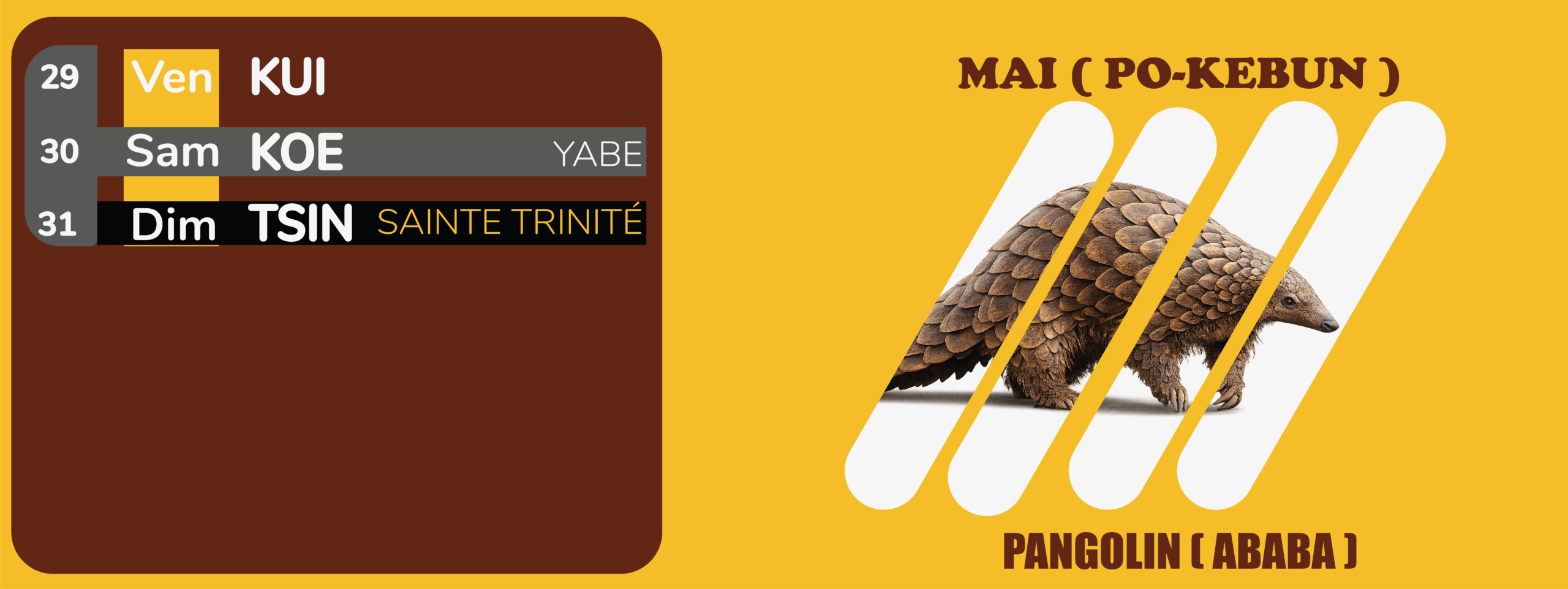 Calendrier-Akye MOIS DE MAI 5E SEMAINE